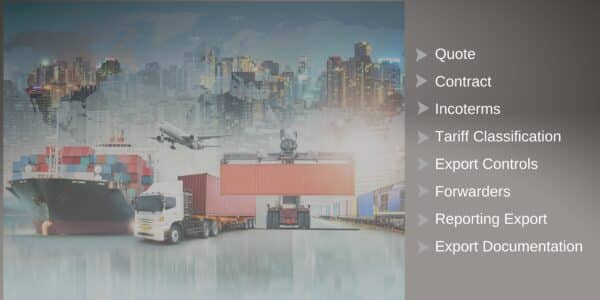 Image of multiple factors within the process of export procedures.